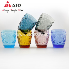 Multi color glass cup kitchen milk juice cup